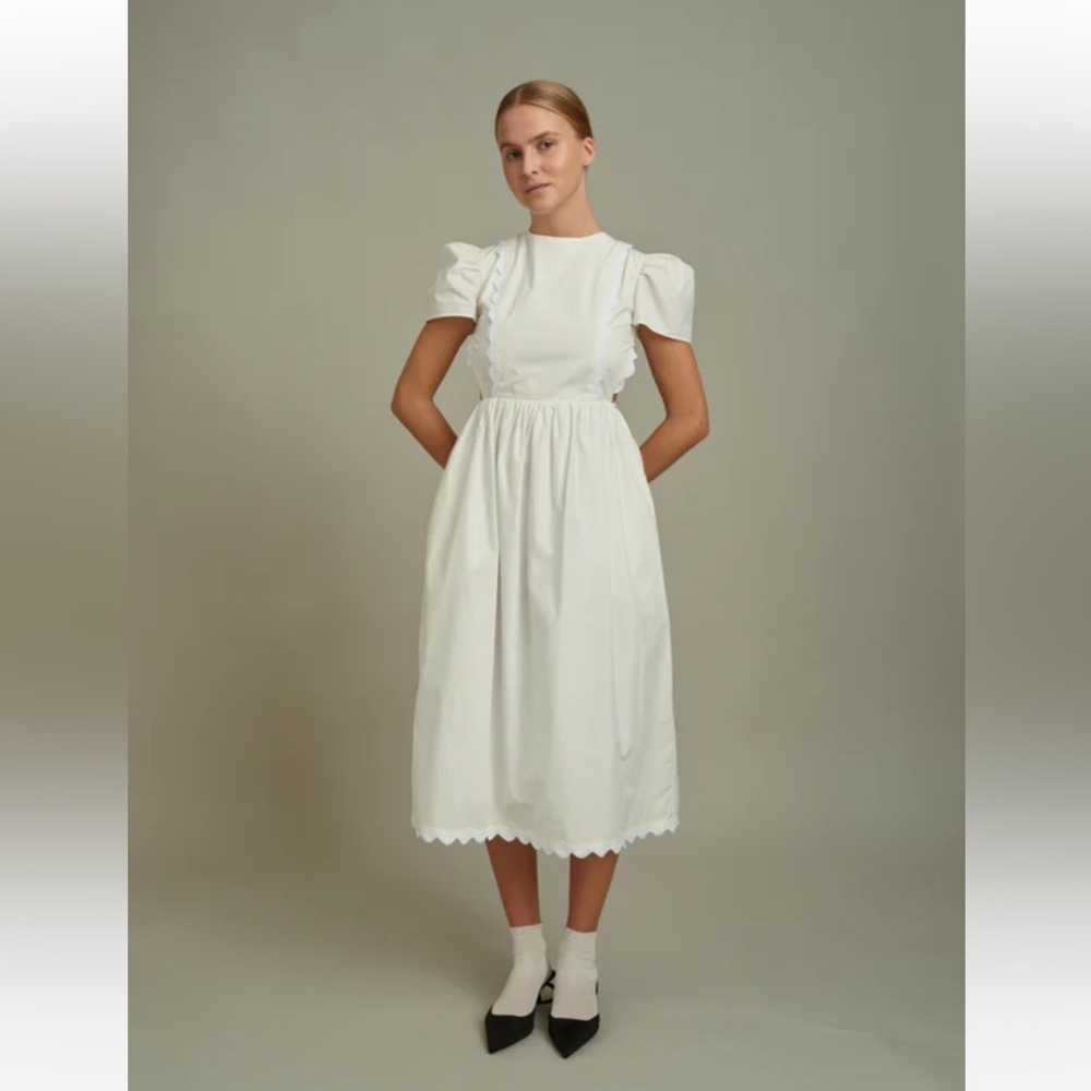 NWT Naya Rea Simona White cotton midi dress - 12 UK/ Sz Medium /Large - Picture 2 of 14